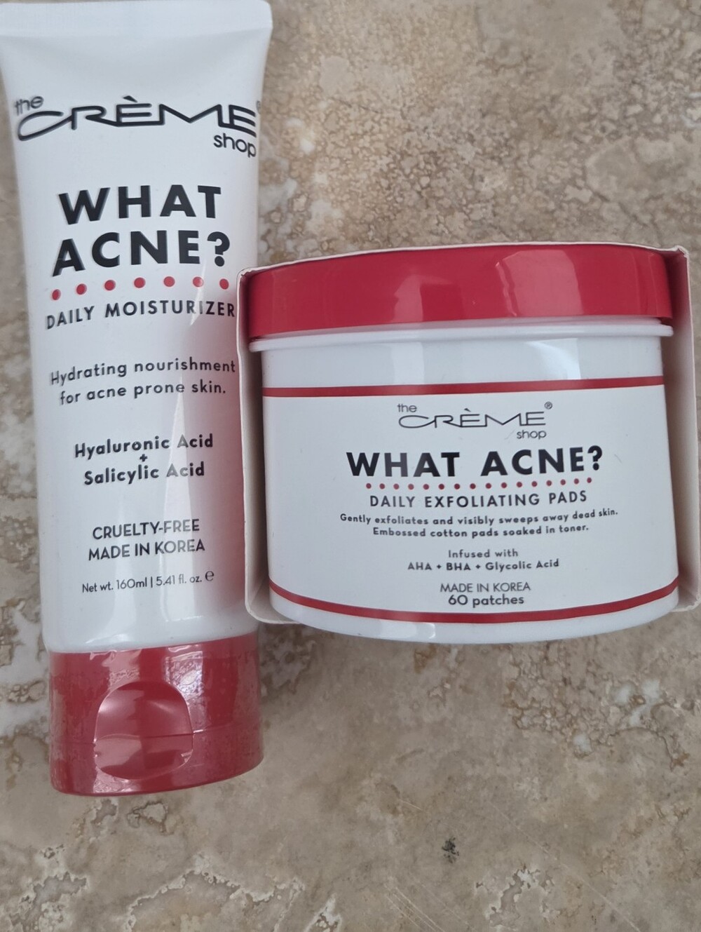 The Crème Shop WHAT ACNE? Daily Moisturizer & Exfoliating Pads 2 Items